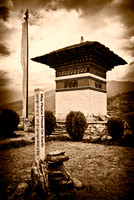 Chorten and prayer flag